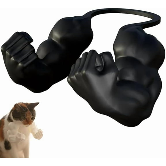 Muscular Arms for Cats, Cat Muscle Arms, Funny 3D Printed Pet Props Neck Hanging Arm, Novel Cat's Giant Hand Muscle Arm Clenched with Fists for Birthday Party, Halloween Costume Accessories(Green)
