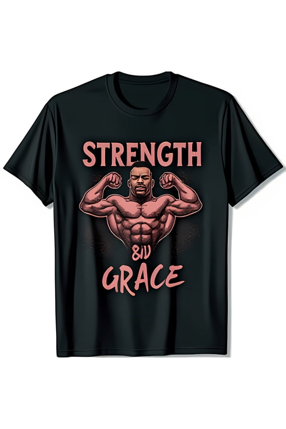 Muscular Black Man Flexing Biceps Graphic Tee STRENGTH Design