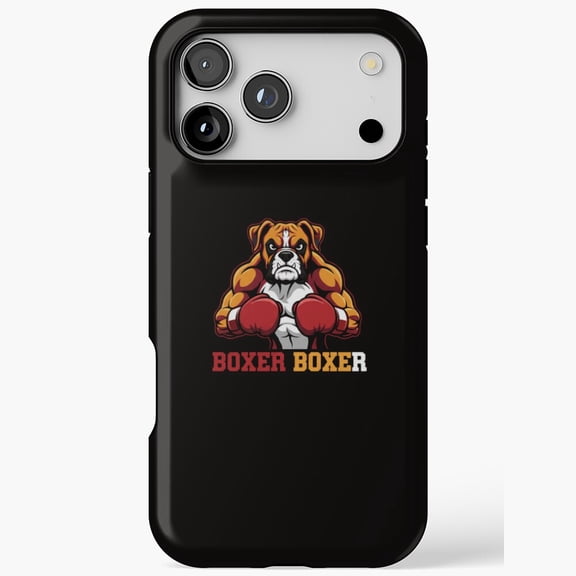 Muscular Boxer Dog Boxing Gloves for iPhone Case 11 through 17 Pro Max