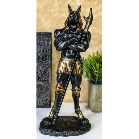 Muscular Dark Anubis Statue Egyptian Deity of Afterlife and Mummification 11"H