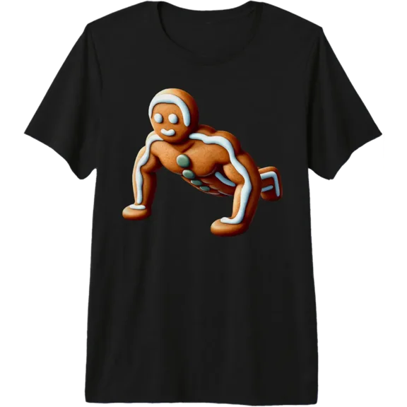 Muscular Gingerbread Man Cookie Push Up Gym Tri-Blend T-Shirt