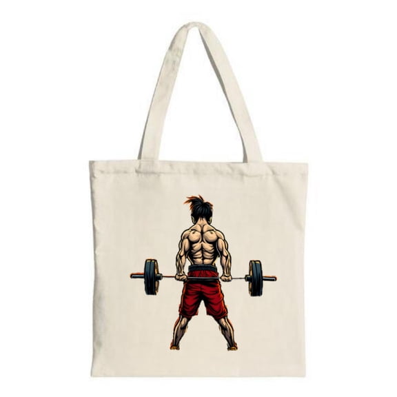 Muscular Man Lifting Barbell Tote Bag - Stylish Canvas Perfect for Shopping Travel & Parties Durable & Reusable Design