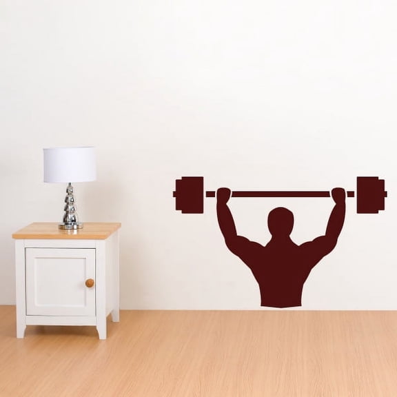 Muscular Man Lifting Weights Decal - 36 Inches