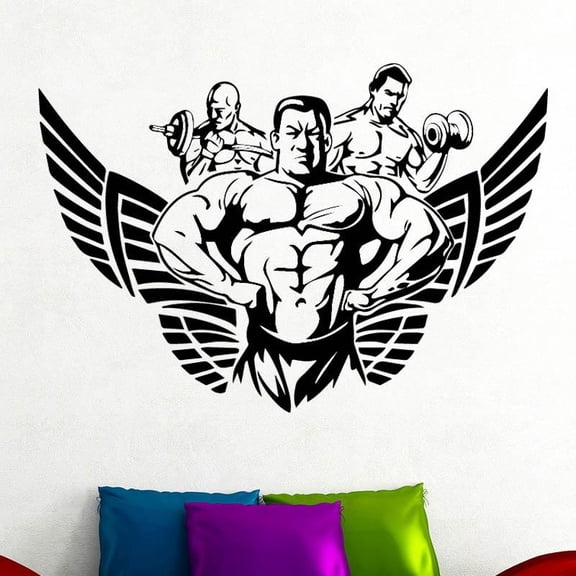 Muscular Man Pattern Wall Sticker for Boys Bedroom Gym Decoration Removeable Vinyl Wall Decal Self-adhesive Accessories Poster 43x29cm