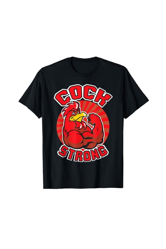 Muscular Rooster Graphic T-Shirt - Fun and Motivational Gym Apparel for Fitness Enthusiasts