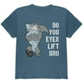 thumbnail image 1 of Muscular Shark Do You Even Lift Bro Workout Gym Rat Youth T Shirt Indigo Blue YXL, 1 of 1