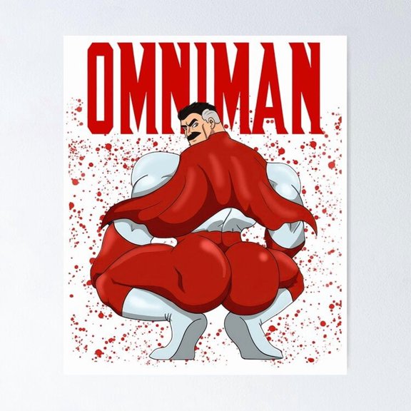 Muscular Superhero Comic Grid Graphic Wall Decor Animated Vibe Art, Unframed Poster