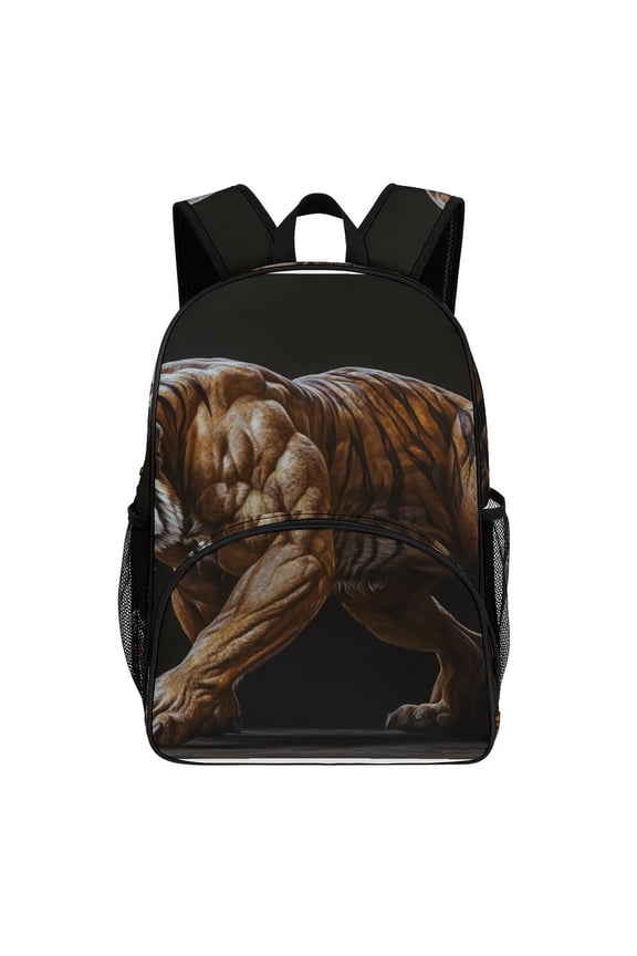 Muscular Tiger Powerful Predator Stalking Prey Backpack Travel Laptop Casual College Daypack Back to Bag