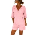 thumbnail image 1 of Muscularfit Activewear Sets Summer Two Piece Sets Cargo Plus Size Athletic Set Long Sleeve Jacket Hooded Pink Womens Short Sets 2 Piece Outfits, 1 of 6