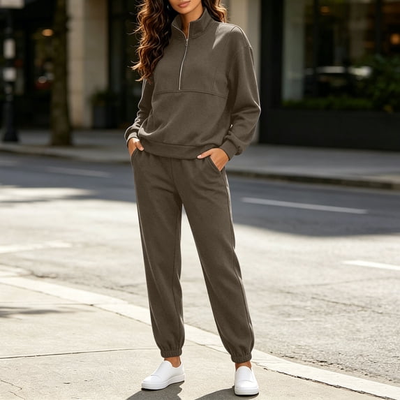 Muscularfit Activewear Sets Two Piece Sets for Women Going Out Women's Gym Sets Pleated Set Long Sleeve Full Green Jogger Zip Mock Neck Sets for Women,XXXL