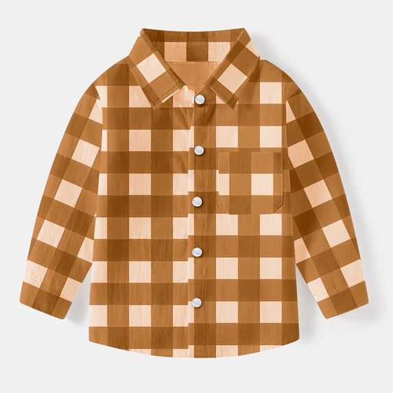 Muscularfit Back to School Shirt Shirts for Boys Cocoon Boys Long Sleeve Button Down Dress Shirts T-Shirts Brown Henley Graphic Tees Big Brother Shirt,3 Years