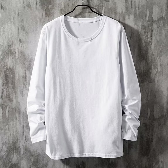 Muscularfit Baggy T Shirts for Man Pullover Tshirts Cotton Sweatshirt T-Shirts Crew Neck Long Sleeve White Summer Shirts for Men,XXXL