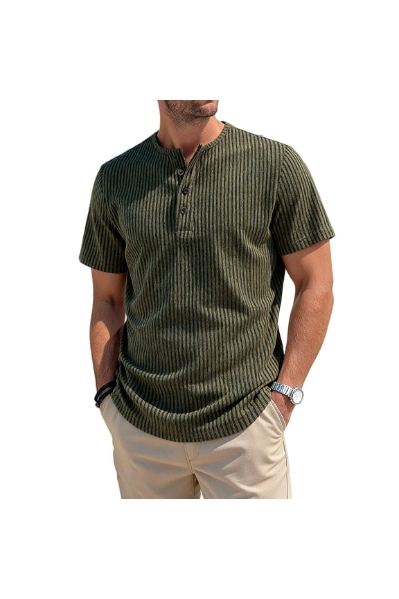 Bamboo Shirts Men's Shirts Pullover Work Shirts Oversized T Shirts Green Henley Short Sleeve Tee Shirts,M