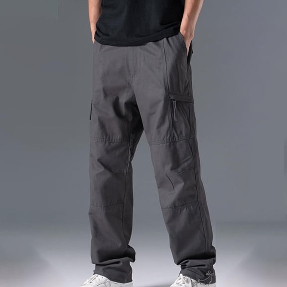 Muscularfit Beach Pants for Men Carpenter Gray Oversize Streetwear Full Straight-Leg Baggy Cargo Mens Golf Pants,L