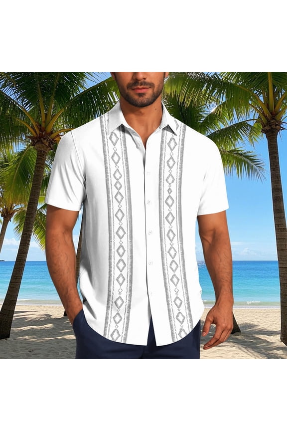 Beach Shirts T-Shirts for Man Baggy Hawaiian Shirt Guide Tshirt Collared Short Sleeve White Button Down Summer Shirt,XXXXL