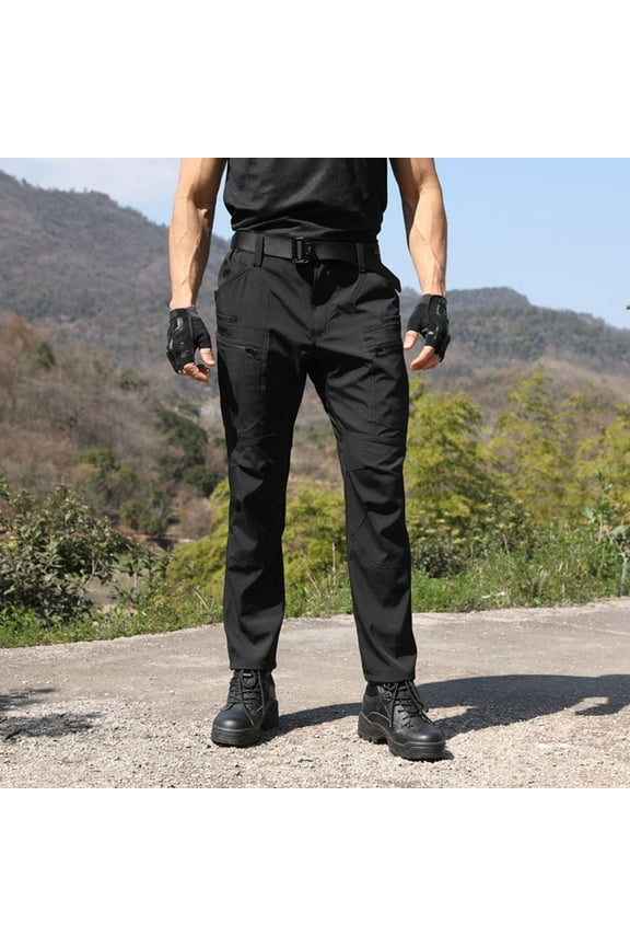 Black Work Pants Men Carpenter Construction Pants Full Straight-Leg Cargo Slim Mens Athletic Pants,L