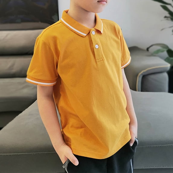 Muscularfit Boys Shirts Ringer Boys School Uniform Polo Little Boys & Big Boys T-Shirt Yellow Henley Classic T-Shirt Short Sleeve Happy First Day of School Shirt,6 Years