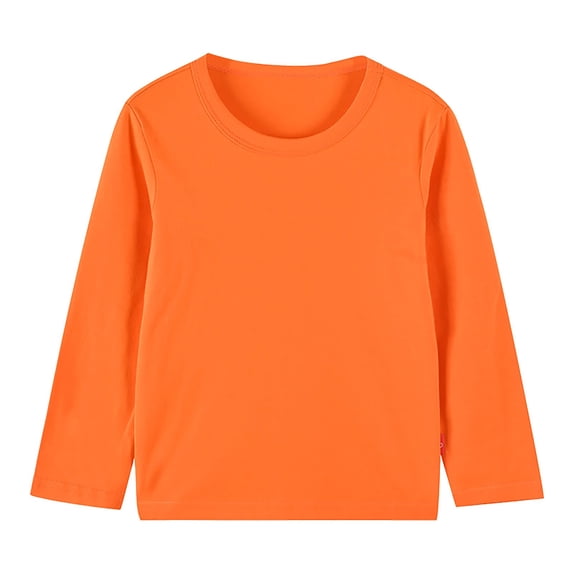 Muscularfit Boys T Shirts Boys Long Sleeve Shirts Pullover Boys Cotton Graphic Tee with Long Sleeves T Shirts Crew Neck Orange Toddler Boy Shirts,Size 110