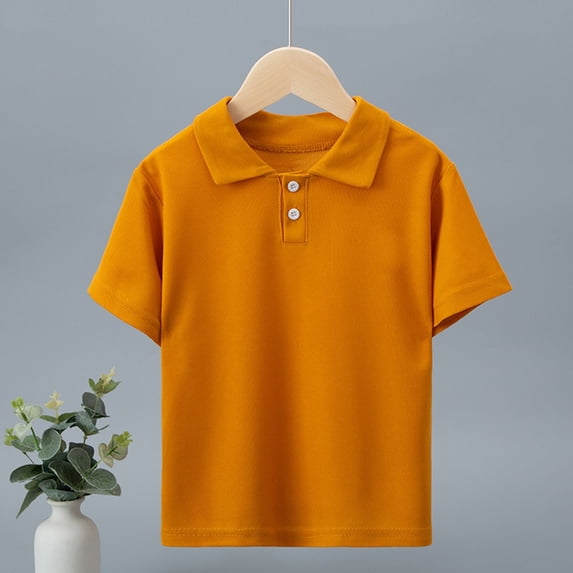 Muscularfit Boys' Tops, Tees & Shirts Boys School Uniform Polo Little Boys & Big Boys Tshirt Orange Short Sleeve Henley Classic T-Shirt First Grade Shirt,6 Years