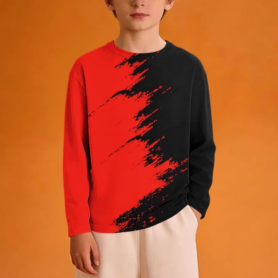 Muscularfit Boys Tshirts Pullover Boys Long Sleeve Shirts Shirt Crew Neck Red Graphic Tees Long Sleeve Teen Boy Shirts,4-5 Years