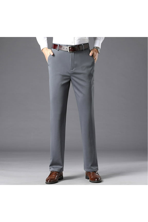 Business Boho Pants Gray Men Office Slacks Full Chinos Slim Straight-Leg High Waisted Tech Pants,XL