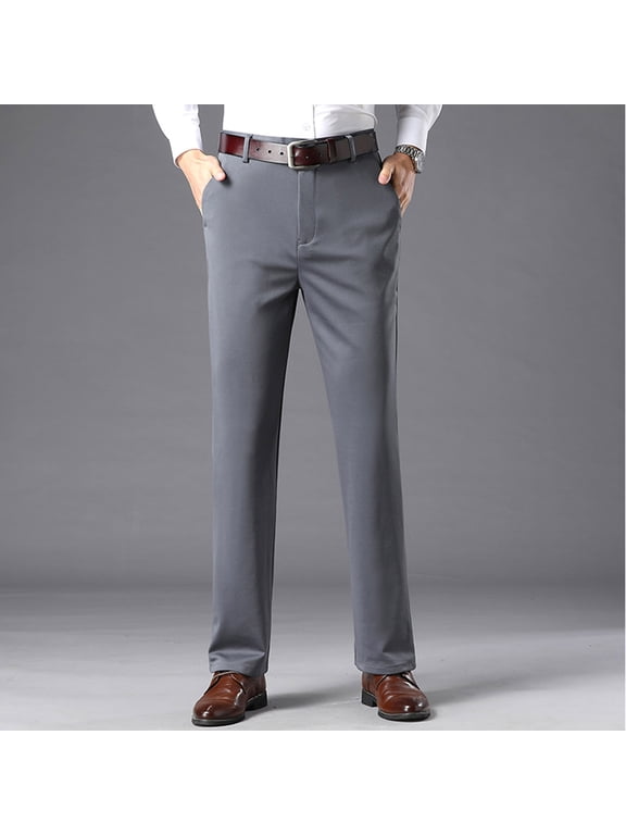 Business Boho Pants Gray Men Office Slacks Full Chinos Slim Straight-Leg High Waisted Tech Pants,XL