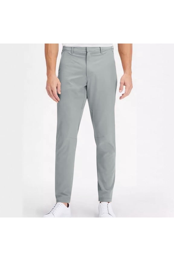 Business Mens Tech Pants Golf Gray Streetwear Straight-Leg Long Chinos Slim Stretch Active Pants,M