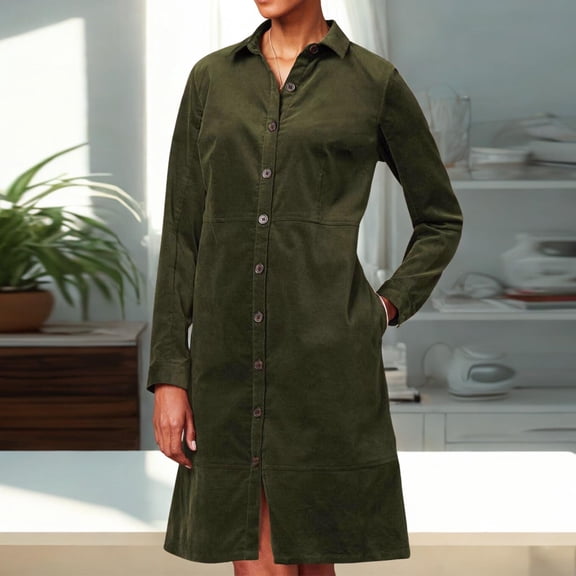 Muscularfit Button Women's Spring Dresses Loose Casual Shirt Dress Maxi Long Sleeve V-Neck Womens Dresses 2026