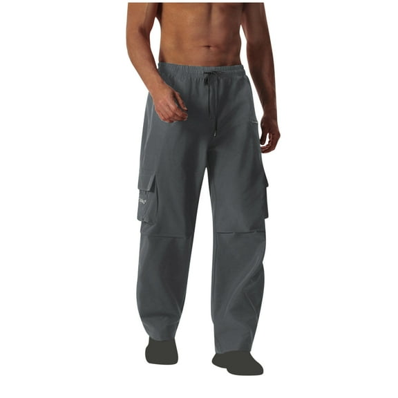 Muscularfit Carpenter Men's Golf Pants Construction Gray Pants Cargo Full Baggy Wide-Leg High Waisted Flowy Pants,XL