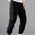 thumbnail image 1 of Muscularfit Casual Cargo Pants Men's Pants Drawstring Cargo with Pockets Slim Fit Taper Low Rise Black Men Sweatpants Size L, 1 of 9