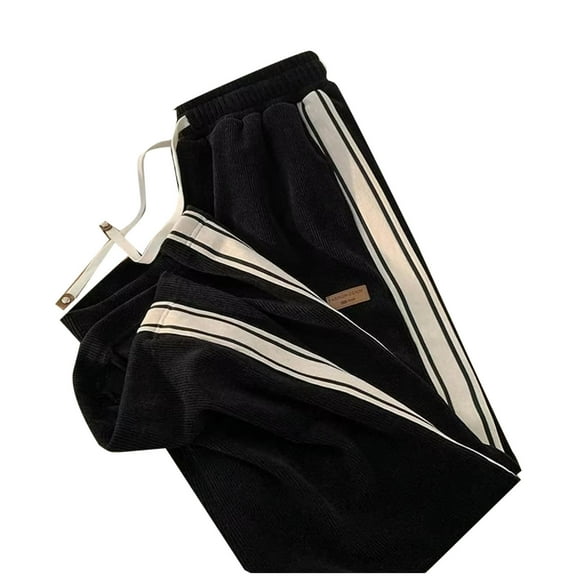 Muscularfit Corduroy Business Casual Pants Striped Big & Tall Black Streetwear Baggy Full Chinos Mens Pants Casual,XXXL