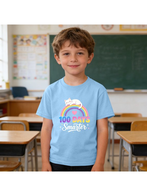 Cotton Boys Shirts Relaxed Fit Embossed Raglan Back to School Shirt T Shirts Blue Short Sleeve Crew Neck Pull-On Graphic Tees Adaptable 4th Grade Shirt,7 Years