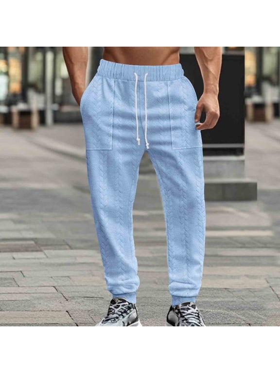 Drawstring Mens Travel Pants Blue Sport Streetwear Baggy Ankle Cargo Cuffed Lightweight Travel Pants,M