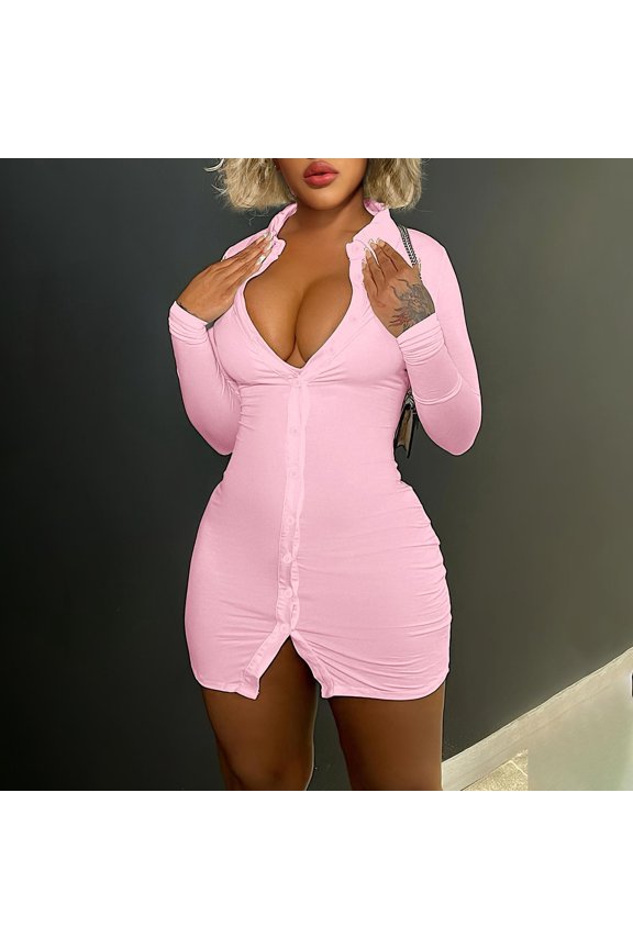 Fall Dress Fitted Wrap Bodycon Mini V-Neck Short Sleeve Elegant Dress for Women
