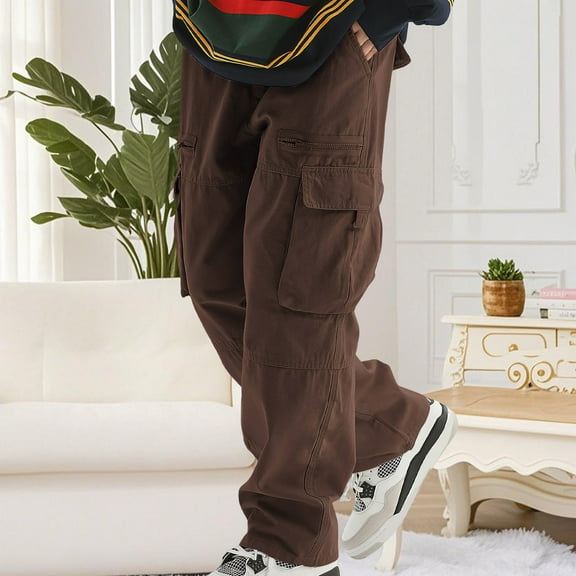 Muscularfit Fall Pants Men Carpenter Brown 2000s Streetwear Cargo Full Baggy Wide-Leg Mens Stretch Dress Pants,XXL