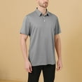 thumbnail image 1 of Muscularfit Gray Mens Polo Shirts Slim Fit Golf Plain Work Shirts Big & Tall Collared Tops Short Sleeve Pullover Gym Tops,XXXXL, 1 of 8