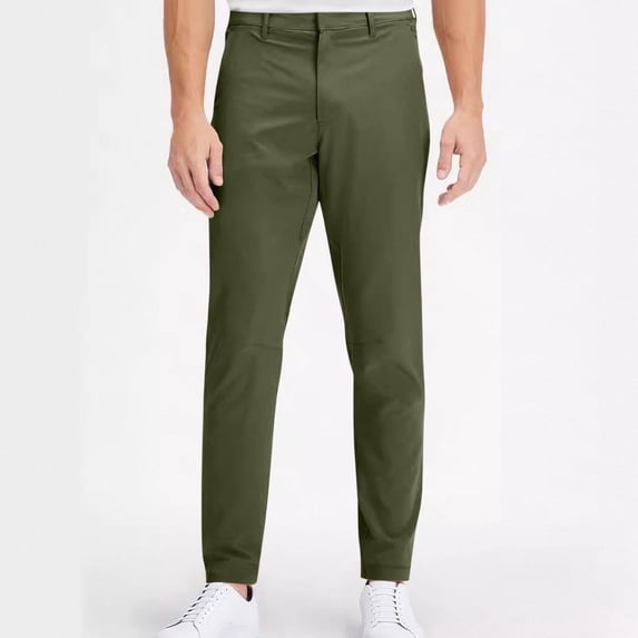 Muscularfit Green Work Pants Men Golf Business Slacks Chinos Long Straight-Leg High Waisted Slim Yoga Pants,L