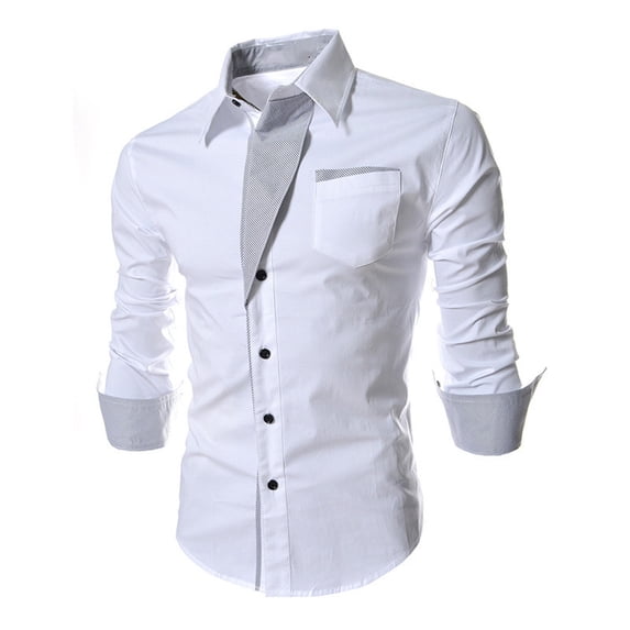 Muscularfit Guide T Shirts for Men Work Shirt Dress Shirts Oversized Shirts Long Sleeve Button Up Shirt White Collared Casual Shirts for Men,XXL
