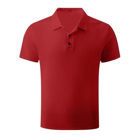 Muscularfit Holiday Tops for Men Red Short Sleeve Solid Collared Polo Shirts T Shirts for Men