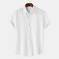 thumbnail image 1 of Muscularfit Holiday Tops for Men White Short Sleeve Solid Collared Hawaiian Casual Button Down Shirts Compression Shirts for Men, 1 of 9