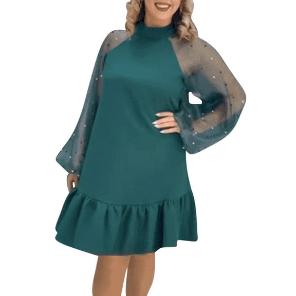 Muscularfit Lace Spring Dresses for Women Ruched Dressy Ruffle Dresses Cocktail Mock Neck Mini Long Sleeve Club Dresses