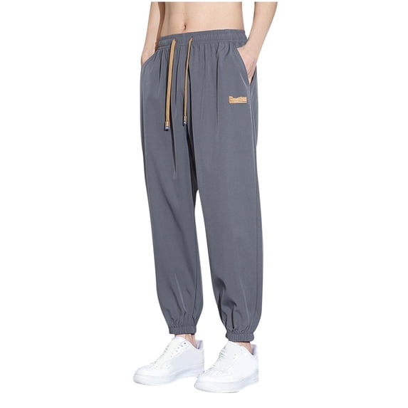 Muscularfit Lightweight Pants Men Pants Joggers Drawstring Active Athletic Casual Relaxed Fit Gray Low Rise Taper Mens Sweatpants Size L