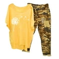 thumbnail image 1 of Muscularfit Linen Matching Sets Pullover Plus Size Beach Set Yellow Crew Neck Short Sleeve Cargo Womens Set, 1 of 4