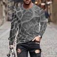 thumbnail image 1 of Muscularfit Long Sleeve Mens Shirts Gray Graphic Pullover Crew Neck T Shirt Mens Tops Casual Stylish, 1 of 5