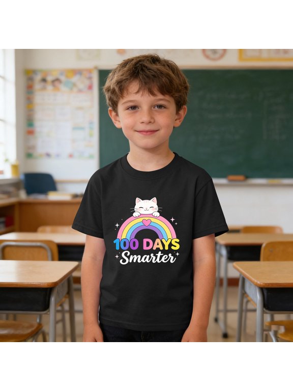 Loose Tshirts for Kids Boys Cotton Boys Athletic Shirts Raglan T Shirts Black Pull-On Crew Neck Graphic Tees Short Sleeve Happy First Day of School Shirt,4 Years