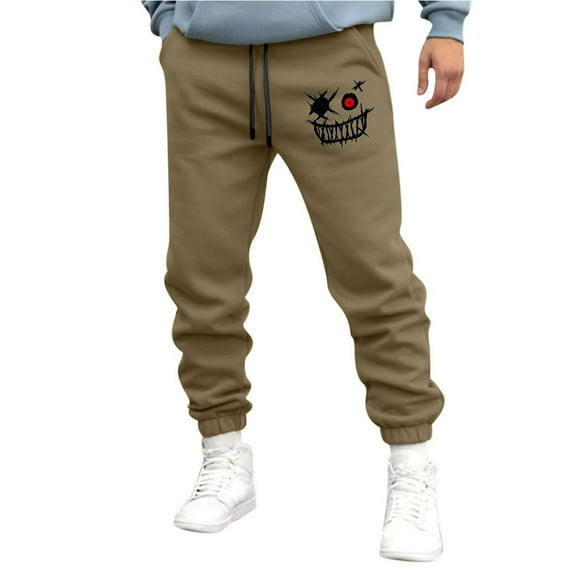 Muscularfit Men Oversized Sweatpants Funny Graphic Khaki Sweatpants Ankle Loose Joggers Slim Straight Plus Size Yoga Pants,XXL