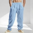 thumbnail image 1 of Muscularfit Men Plus Size Pants Workout Blue Loose Streetwear Baggy Wide-Leg Chinos Full High Waisted Casual Pants,XXL, 1 of 8