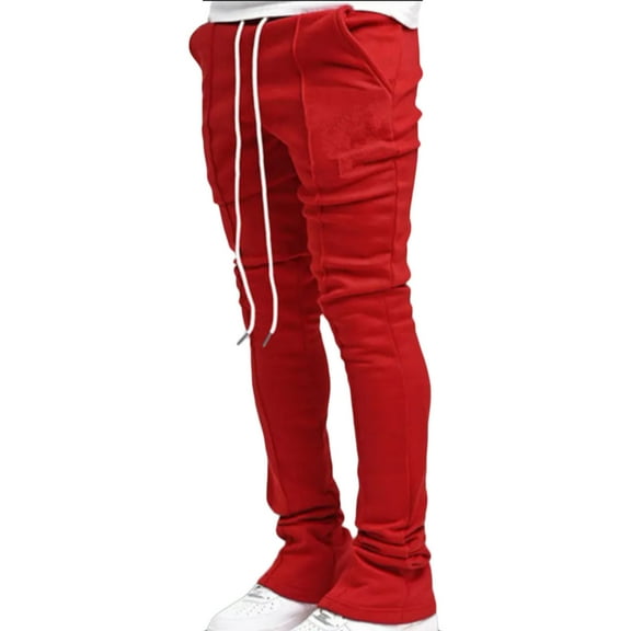 Muscularfit Men's Sweatpants Plain Stacked Red Joggers Slim Boyfriend Slim Straight Full Men's Dress Pants,XXL