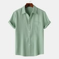 thumbnail image 1 of Muscularfit Mens Tops Casual Stylish Green Short Sleeve Solid Collared Hawaiian Casual Button Down Shirts Mens Shirts, 1 of 9