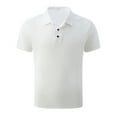 thumbnail image 1 of Muscularfit Mens Tops Casual Stylish White Short Sleeve Solid Collared Polo Shirts Shirts for Men, 1 of 3